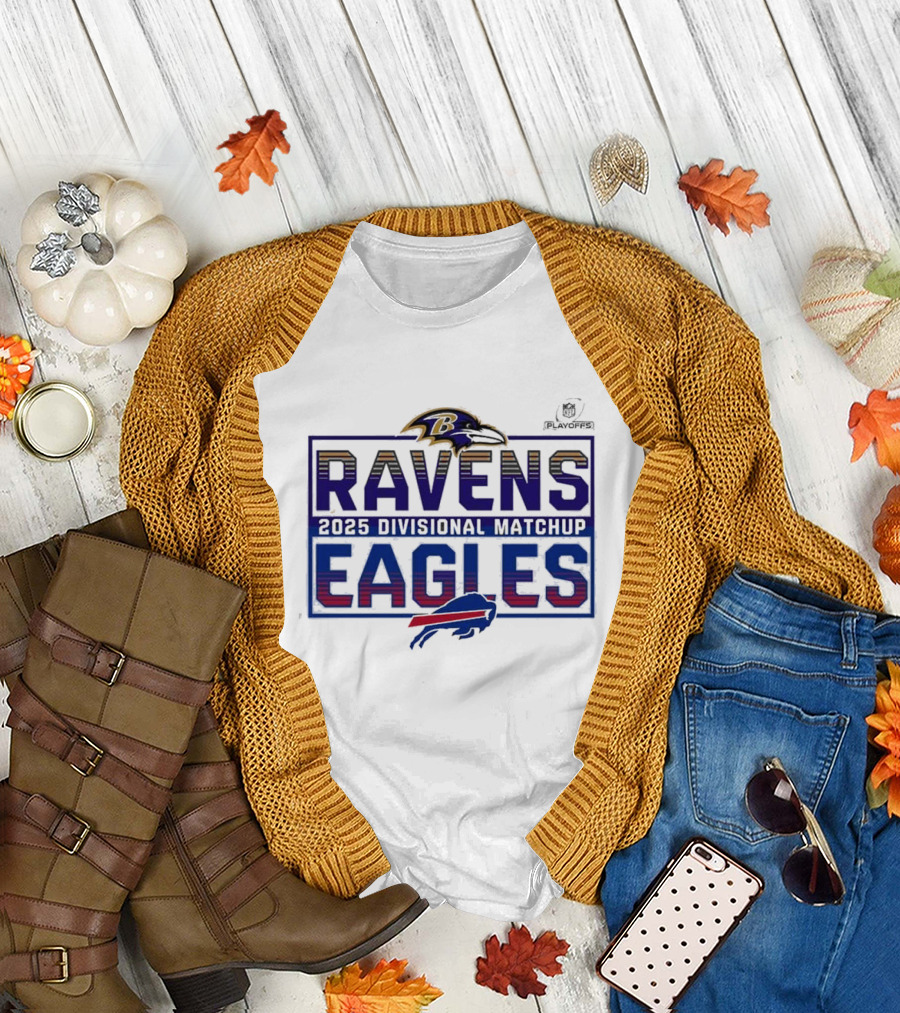 2025 NFL Playoffs Ravens vs Eagles Divisional Matchup T-Shirt