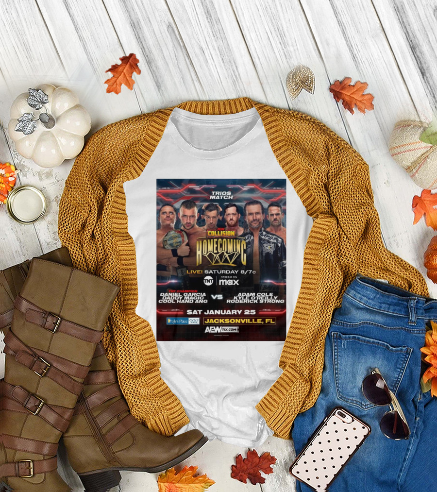 Trios Match AEW Collision Homecoming Daniel Garcia Daddy Magic Cool Hand Ang vs Adam Cole Kyle O'Reilly Roderick Strong Jacksonville FL January 25 T-S