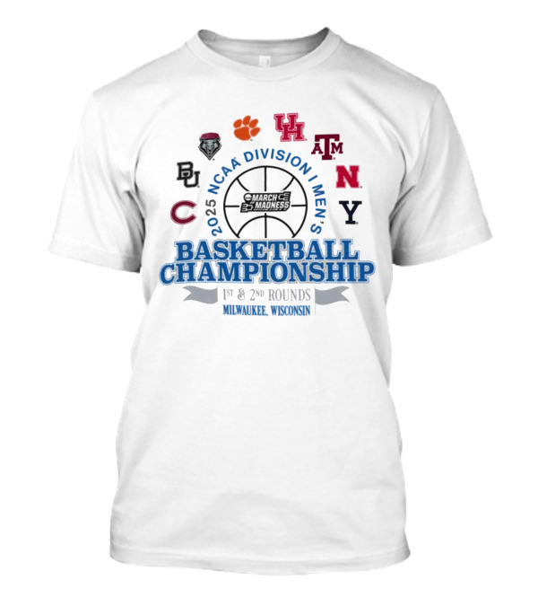 2025 NCAA Division I Men's Basketball Championship 1st & 2nd Rounds Logos Milwaukee Wisconsin T-Shirt