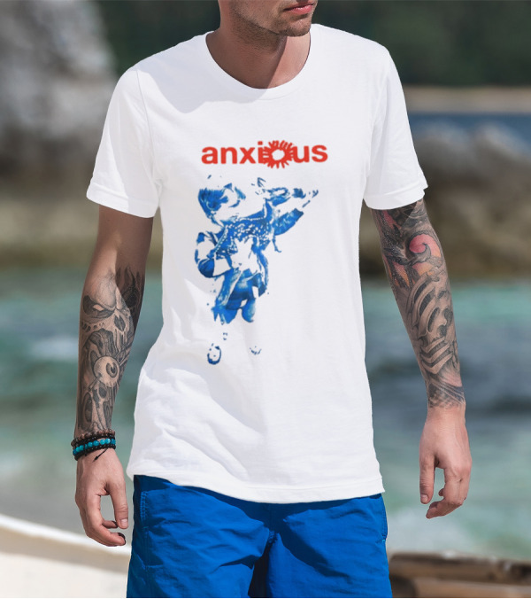 Anxious Blue Abstract Deer Kid T-Shirt