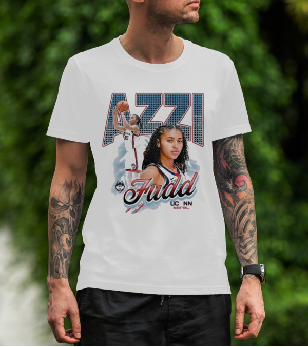 Azzi Fudd UConn Basketball 2025 Player Portrait And Action Shot T-Shirt
