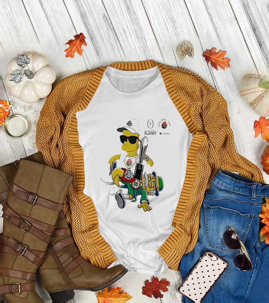 Bart Simpson x Ohio State Buckeyes vs Notre Dame Fighting Irish College Football Playoff National Championship NCAA Season 2024 2025 T-Shirt