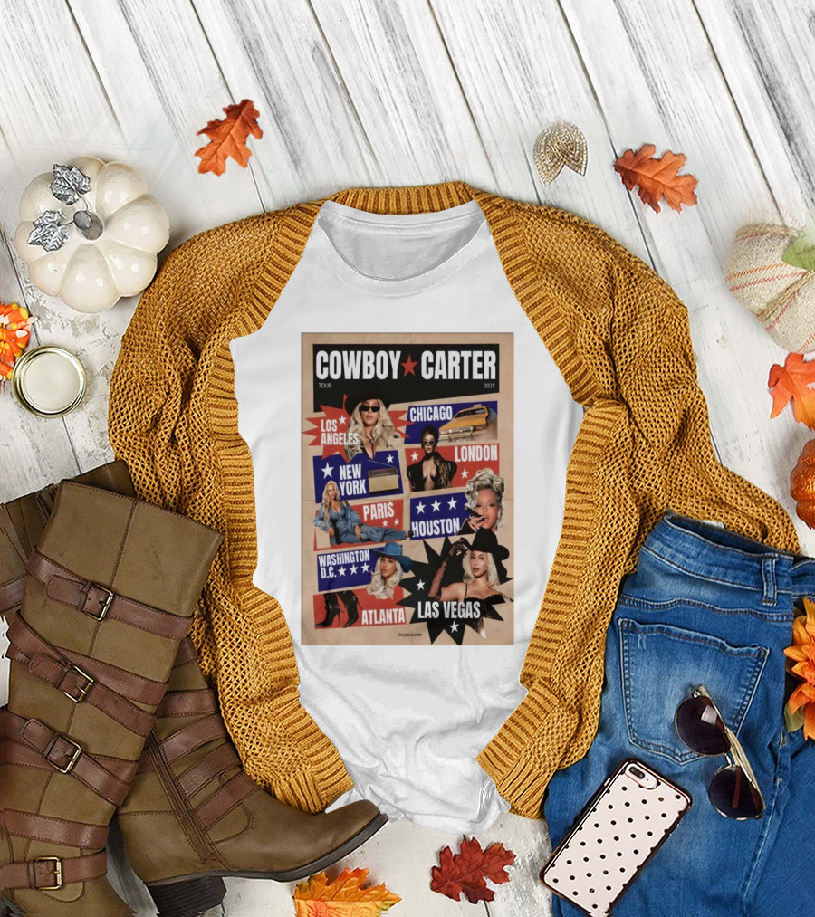 Cowboy Carter Tour 2025 Los Angeles Chicago London New York Paris Houston Washington D.C. Atlanta Las Vegas T-Shirt