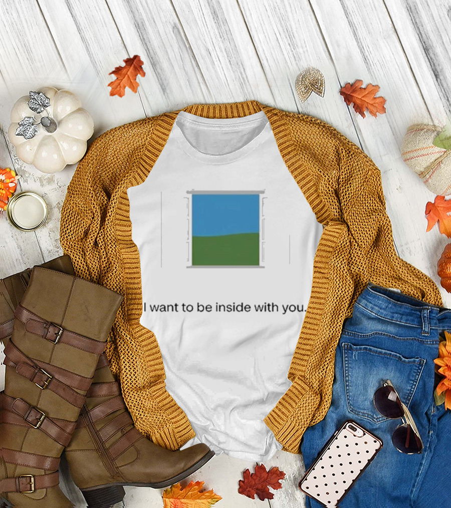 Bon Iver Blue Sky Green Field Window I Want to Be Inside With You T-Shirt