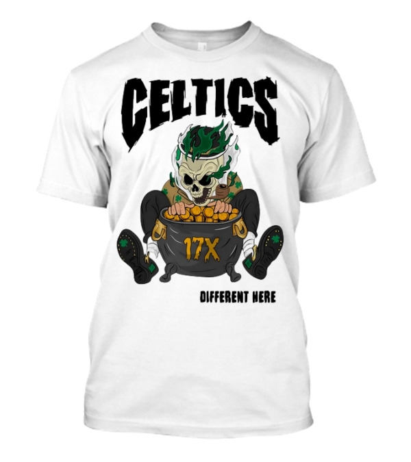 Boston Celtics Skeleton With 17X Championship Theme T-Shirt