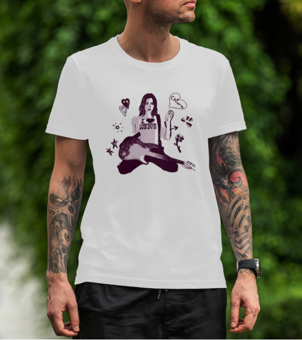 Chiara Oliver Libreta Rosa I Love London Guitar Art T-Shirt