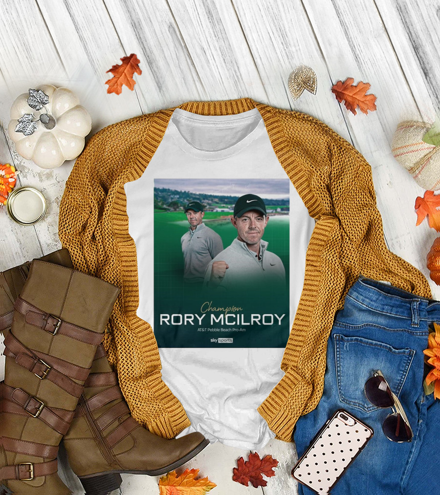 Champion Rory McIlroy AT&T Pebble Beach Pro-Am Sky Sports T-Shirt