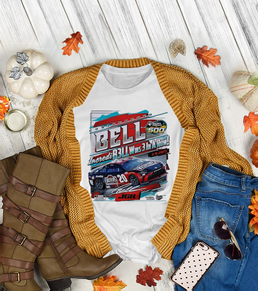 Christopher Bell Wins 3 in a Row Shriners Children’s 500 Race 2025 NASCAR Cup Series JGR T-Shirt