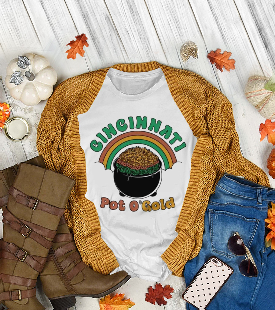 Cincinnati Pot O Gold Rainbow St Patricks Day T-Shirt