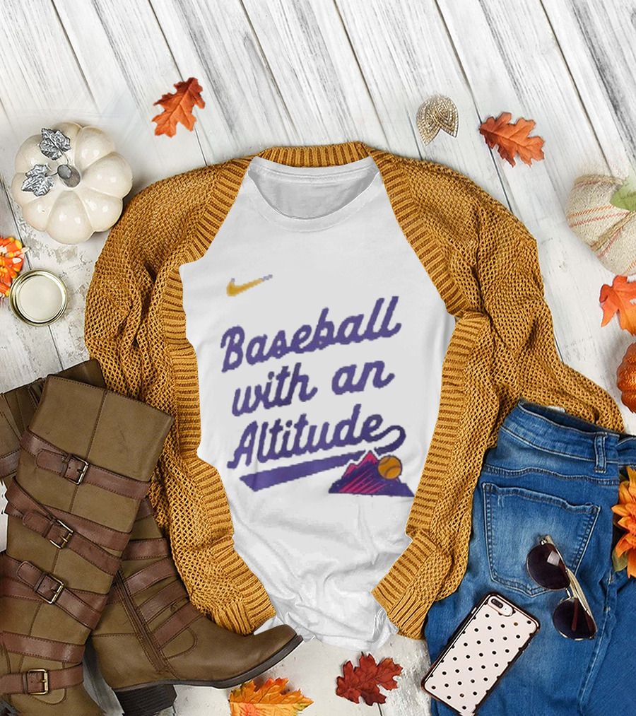 Nike Baseball with an Altitude Rockies Mountains Graphic T-Shirt