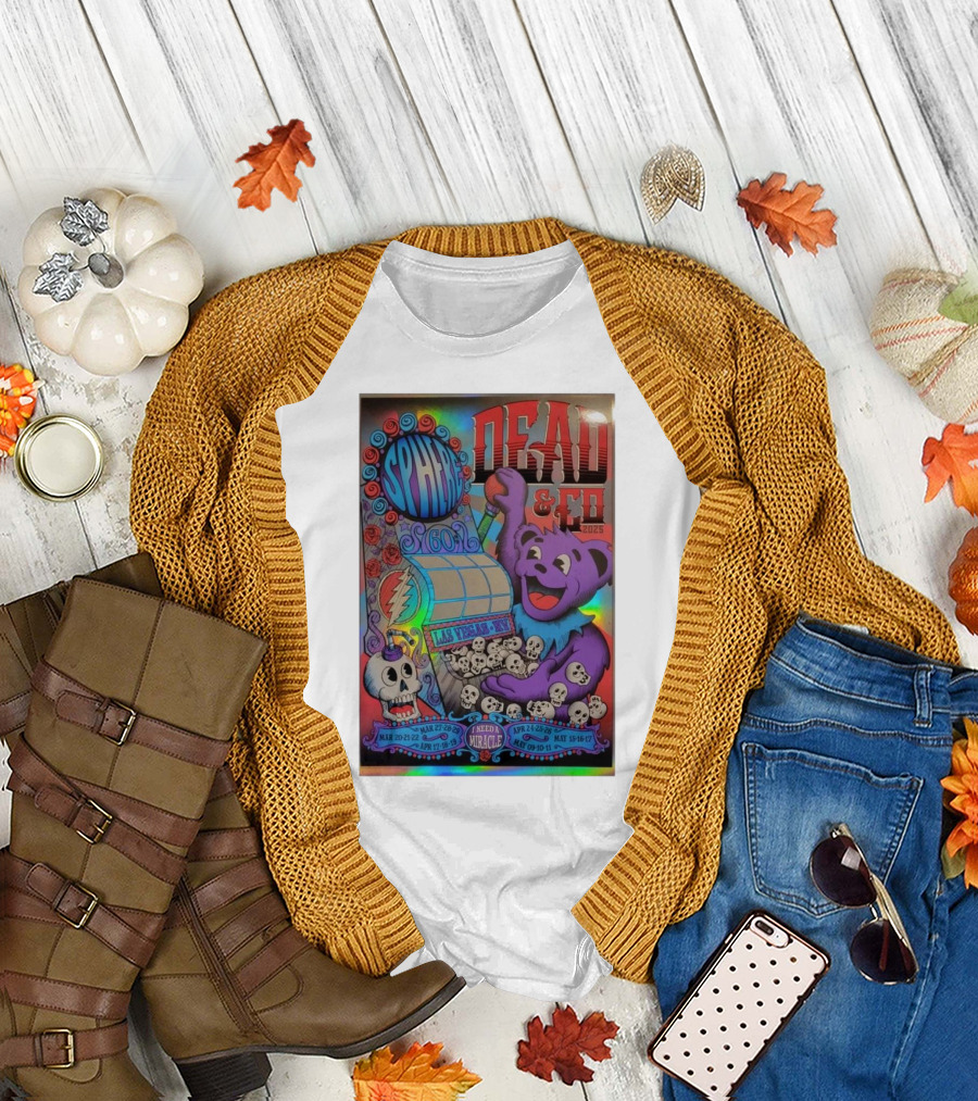 Dead & Co 2023 Las Vegas Sphere I Need A Miracle Apr 24-25-26 Purple Bear and Skull T-Shirt