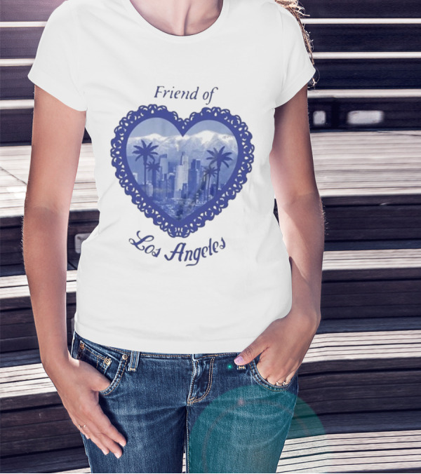 Friend Of Los Angeles Crooked Jon Lovett Heart Skyline Palms T-Shirt