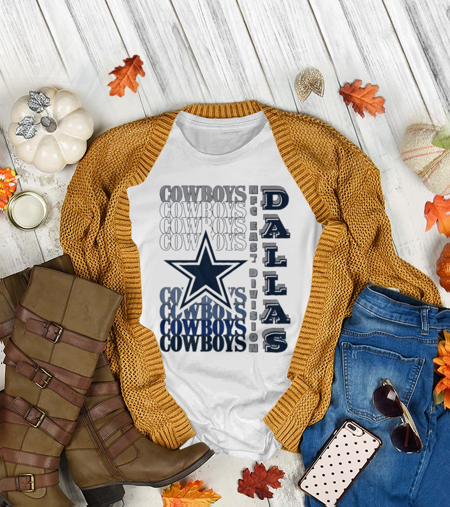 Dallas Cowboys NFC East Division Star Graphics Cowboys Text Pattern T-Shirt