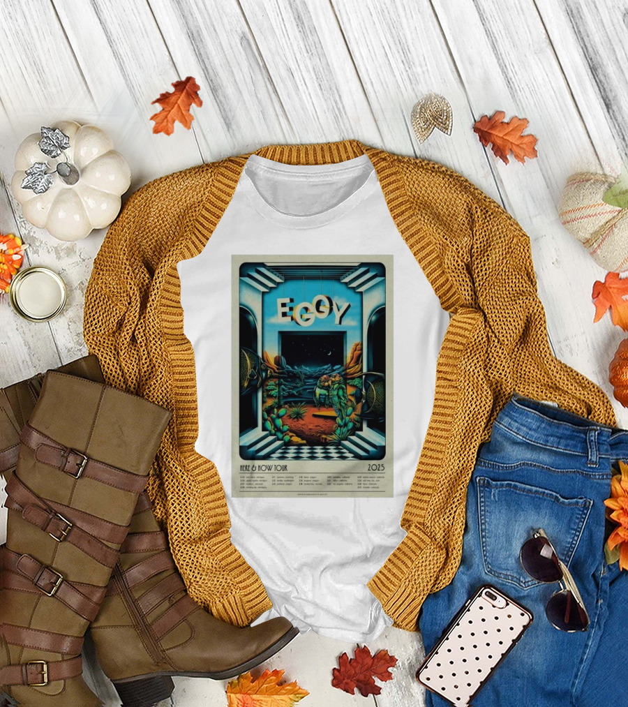 Eggy 2025 Here & How Tour Feb & Mar Southwest Desert Artwork Cactus and Fish T-Shirt