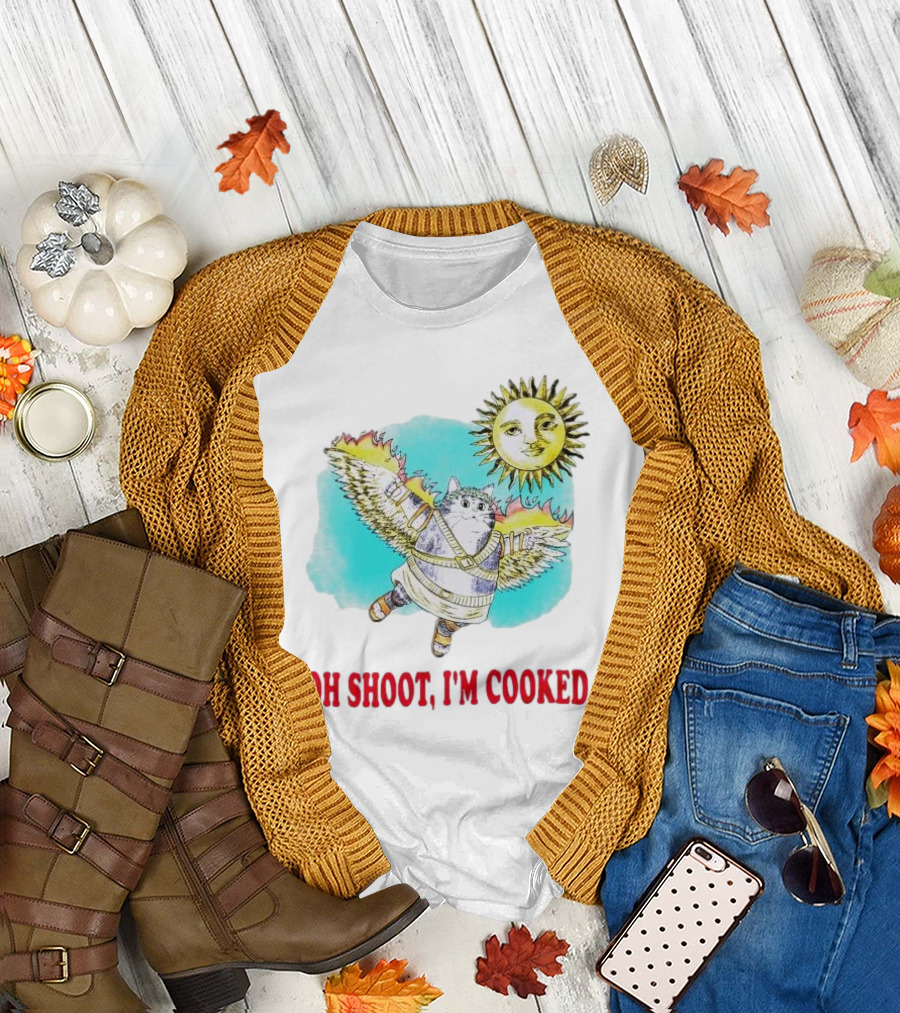 Oh Shoot I'm Cooked Winged Cat with Sun T-Shirt