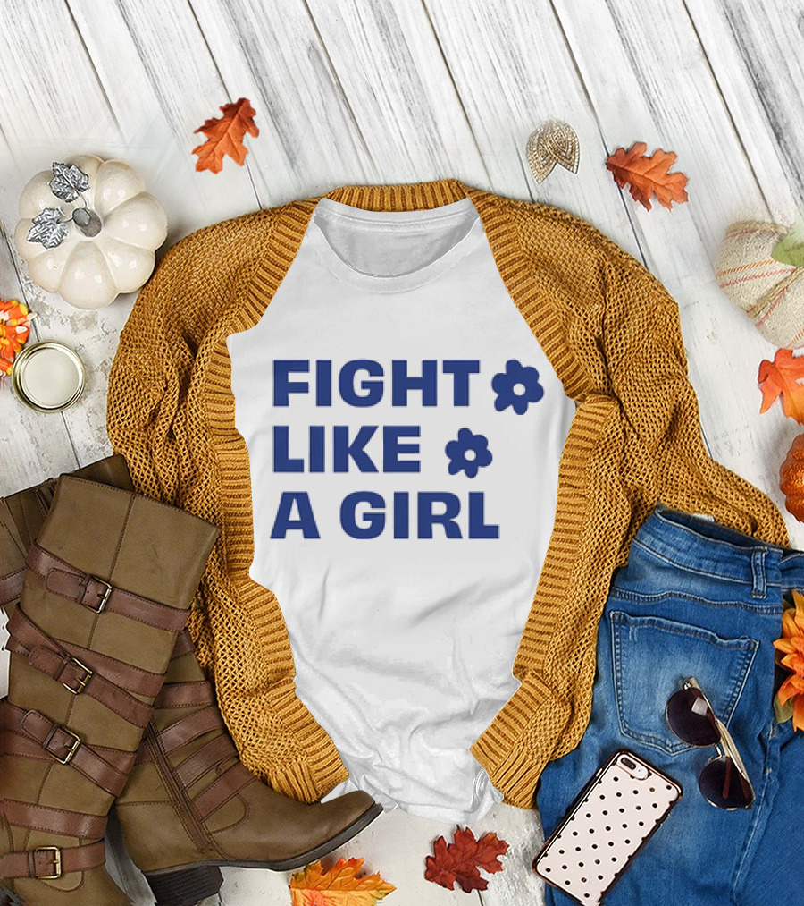 FIGHT LIKE A GIRL WITH FLOWER SYMBOLS T-Shirt