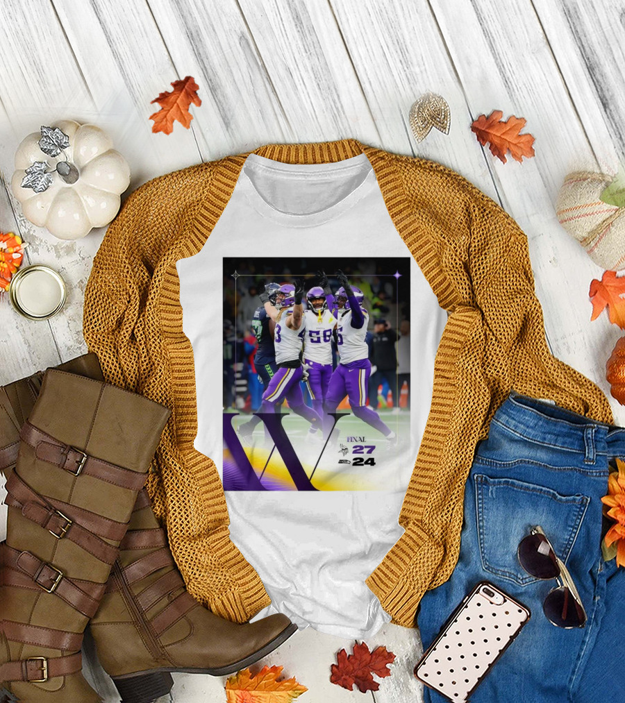 Final NFL Minnesota Vikings 27 Seattle Seahawks 24 Victory Celebration T-Shirt