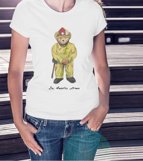 Firefighter Bear Standing In Uniform With Axe T-Shirt