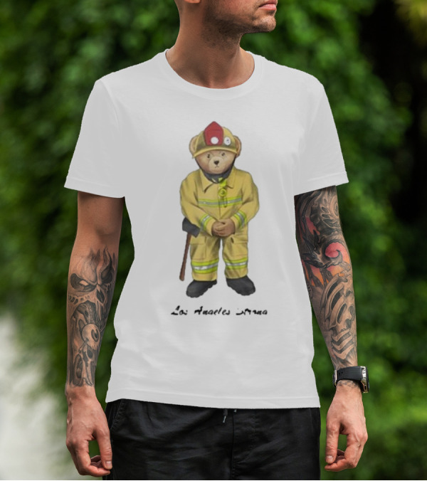 Firefighter Bear Standing In Uniform With Axe T-Shirt