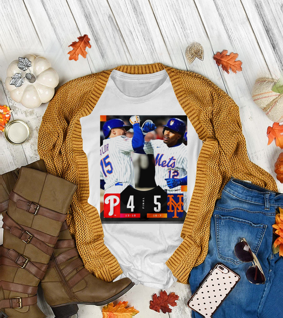 Francisco Lindor New York Mets Victory Over Philadelphia Phillies 5-4 Final Score T-Shirt