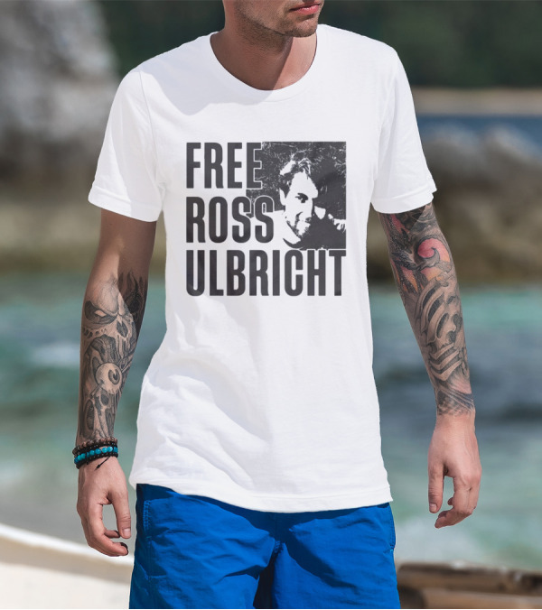 Free Ross Ulbricht Text With Distressed Face Graphic T-Shirt