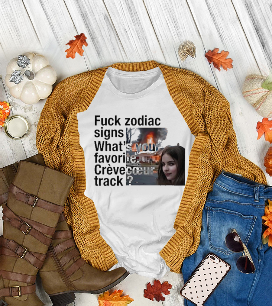 Crèvecoeur Track Favorite With Burning House Background and Girl Smirking T-Shirt