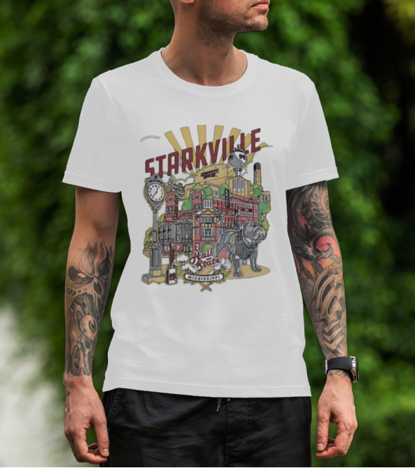 Starkville Mississippi State Hail State Bulldog Tower Vintage Style T-Shirt