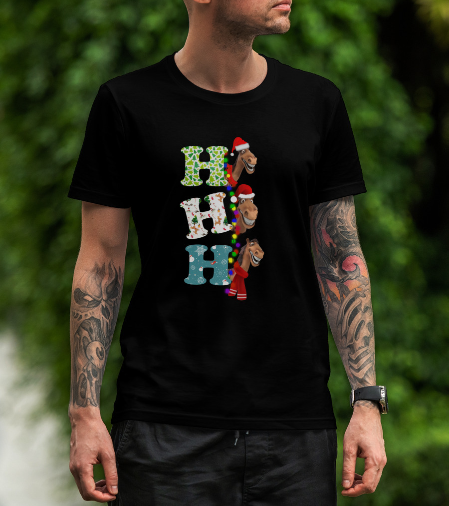 Christmas Hohoho Horse Santa Festive Letters T-Shirt