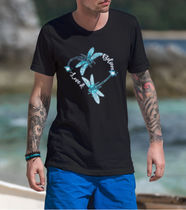 Love And Believe Dragonfly Heart T-Shirt