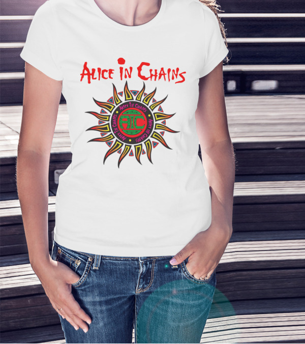 Alice In Chains Sun Graphic Logo With Circular Text T-Shirt