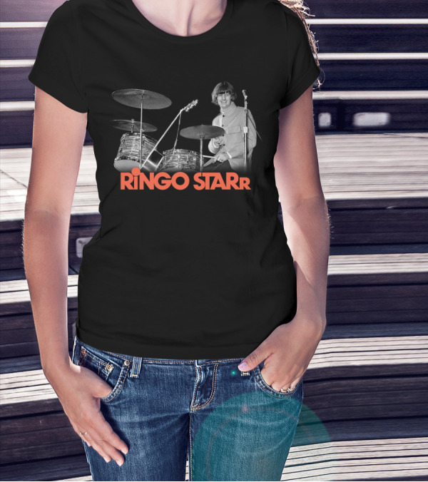 Ringo Starr Drummer Black And White Photo T-Shirt