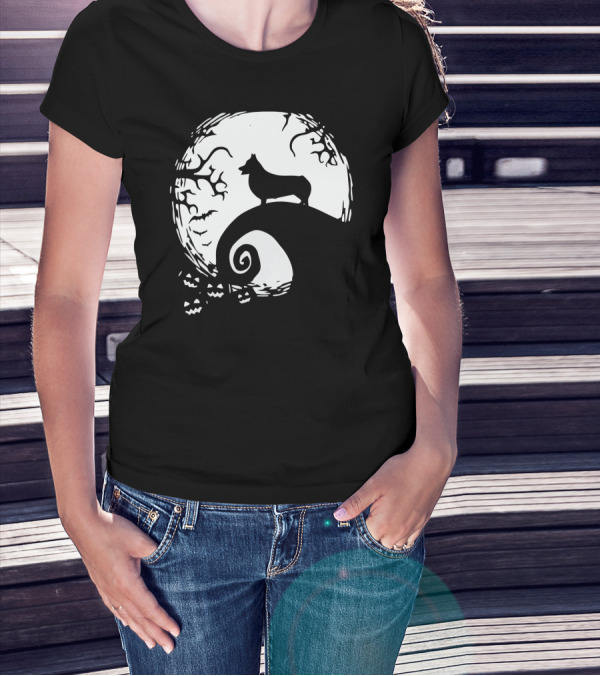 Halloween Corgi Nightmare Hill Moonlight T-Shirt