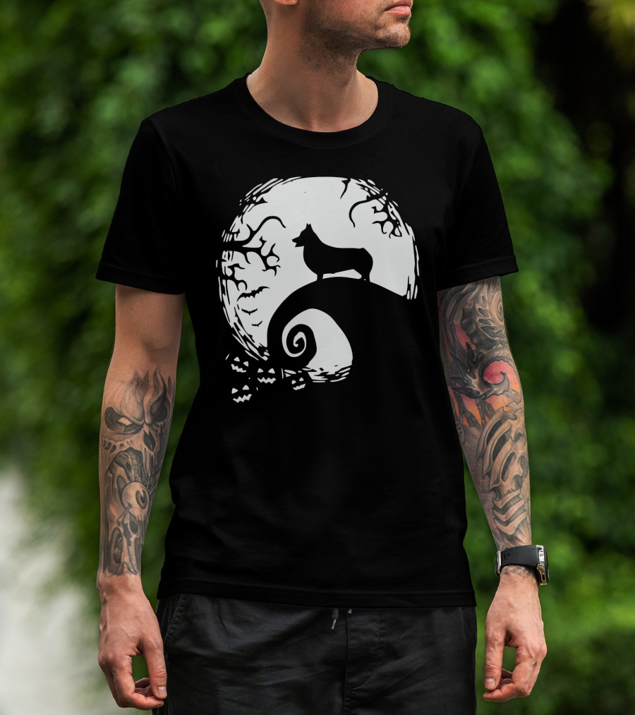 Halloween Corgi Nightmare Hill Moonlight T-Shirt