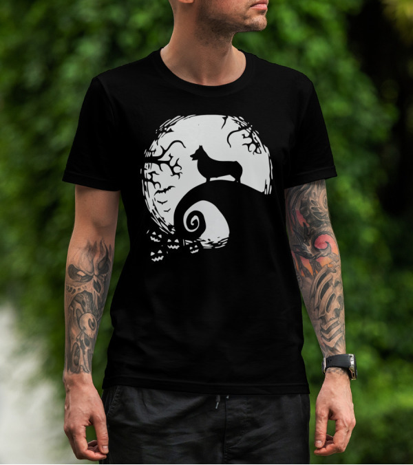 Halloween Corgi Nightmare Hill Moonlight T-Shirt
