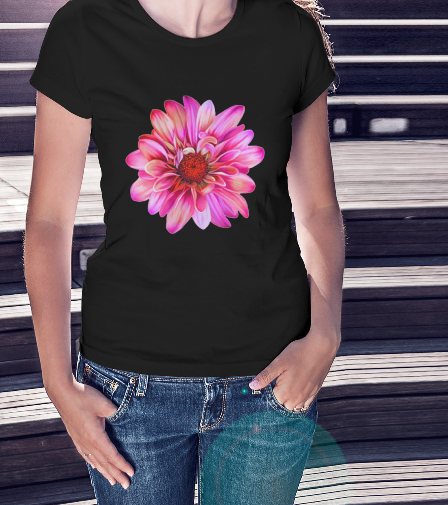 Fuchsia Sunflower Simple Floral Blossom With Vibrant Pink Petals T-Shirt