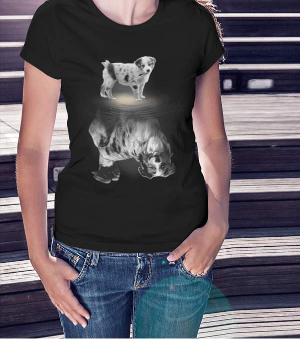 Australian Shepherd Puppy And Adult Reflection For Dog Lovers Women Men Kids T-Shirt