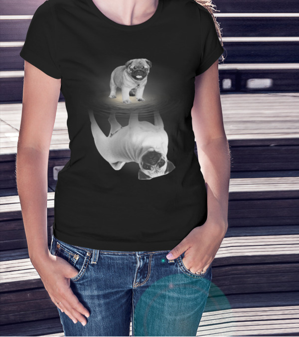 Puggy Potter Magic Wizard Pug Reflection With Funny Pug T-Shirt