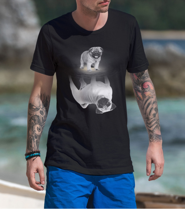 Puggy Potter Magic Wizard Pug Reflection With Funny Pug T-Shirt