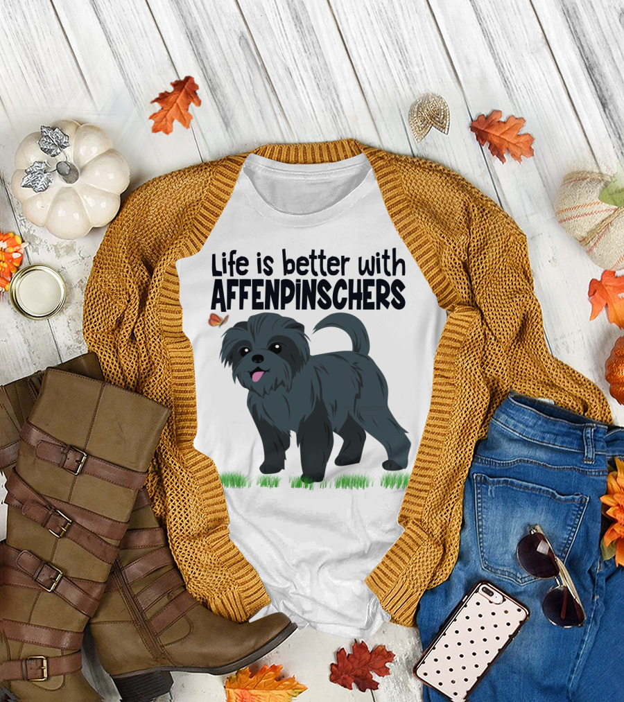 Life is Better with Affenpinschers and Butterfly T-Shirt