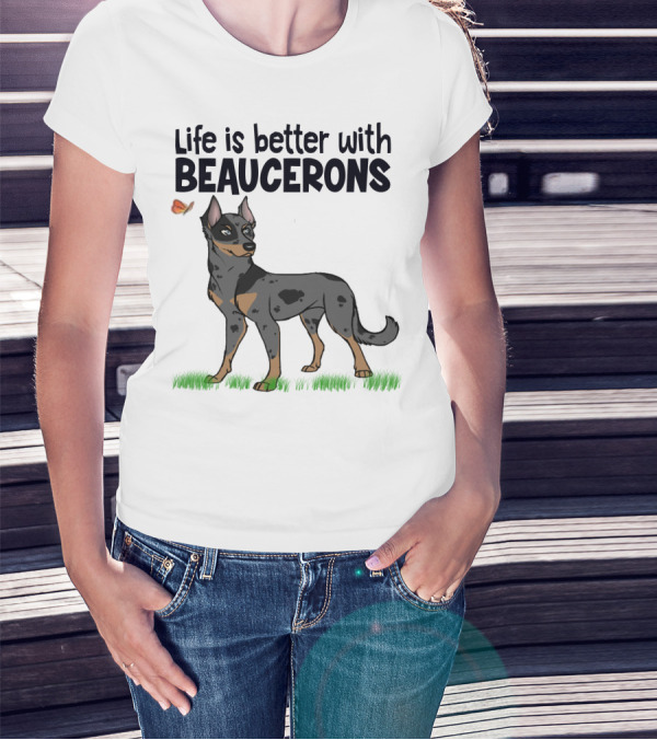 Life Is Better With Beaucerons Butterfly And Dog T-Shirt