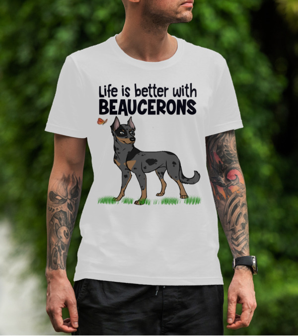 Life Is Better With Beaucerons Butterfly And Dog T-Shirt