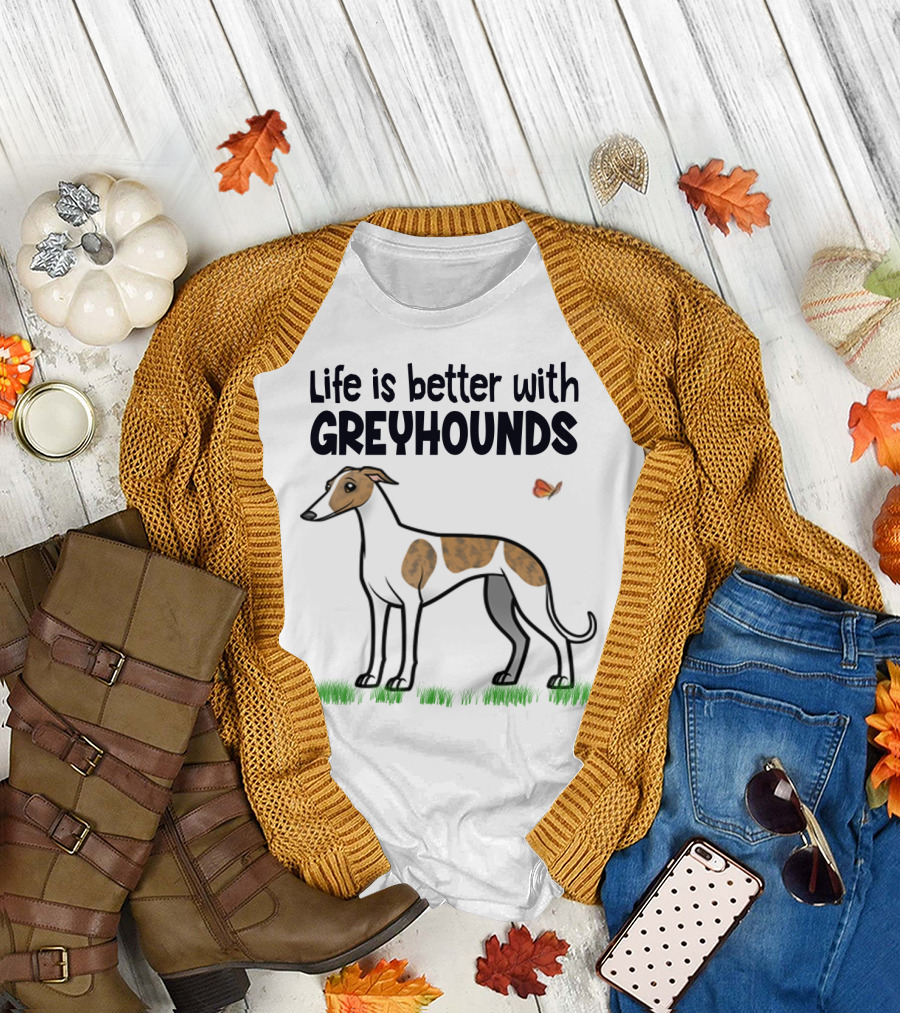 Life Is Better with Greyhounds and Playful Butterfly Companion T-Shirt