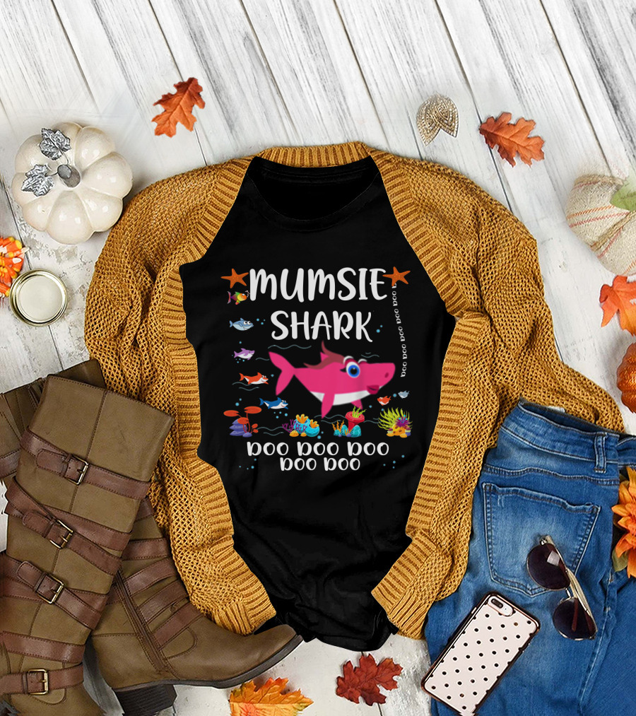 Mumsie Shark Doo Doo Doo Doo Ocean Scene with Fish and Coral T-Shirt