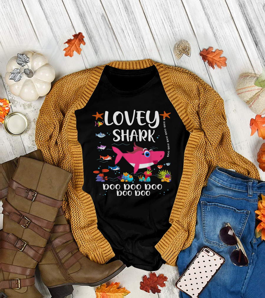Lovey Shark Doo Doo Underwater Fun With Colorful Ocean Creatures T-Shirt