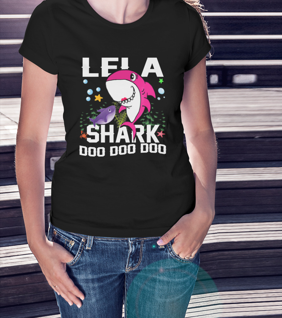 Lela Shark Doo Doo Doo Grandpa Mommy Daddy Bubbles Starfish Crabs T-Shirt