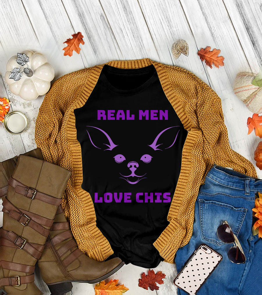 Real Men Love Chis Chihuahua Face T-Shirt