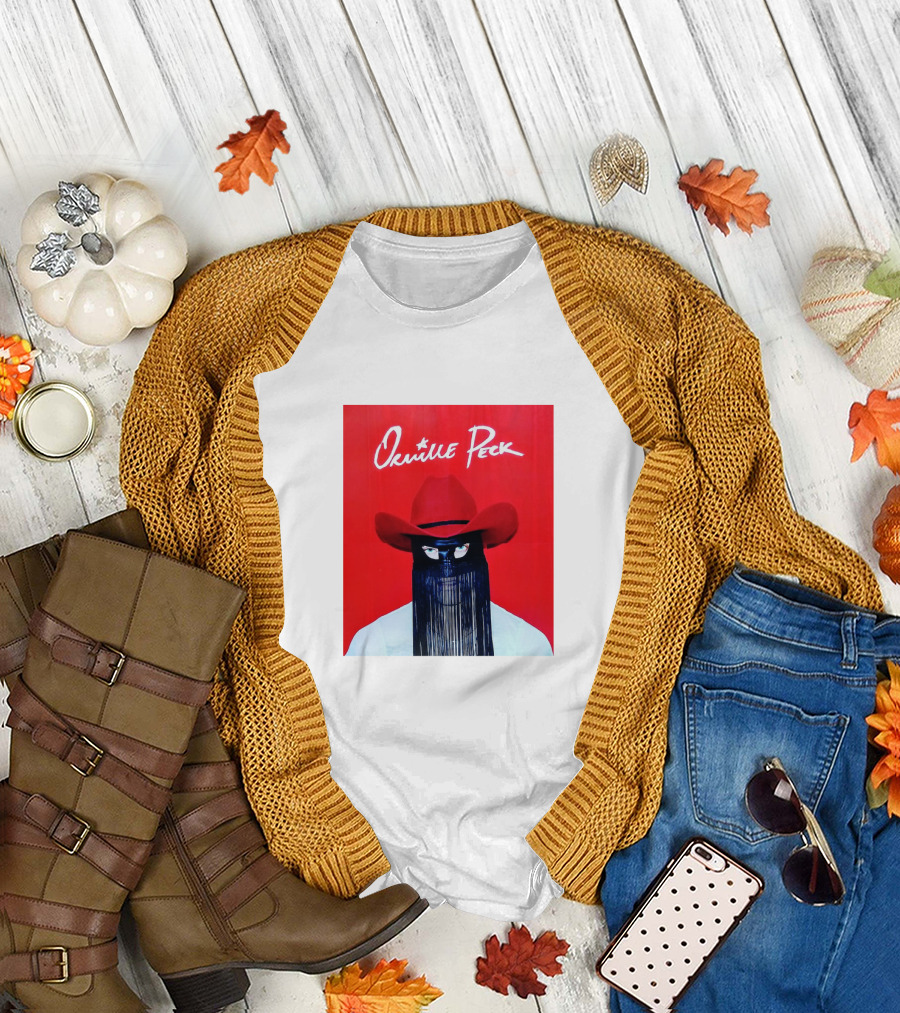 Orville Peck Red Hat Fringed Mask T-Shirt