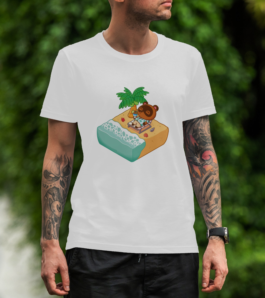 Tom Nook Beach Relaxation Paradise Island Scene T-Shirt