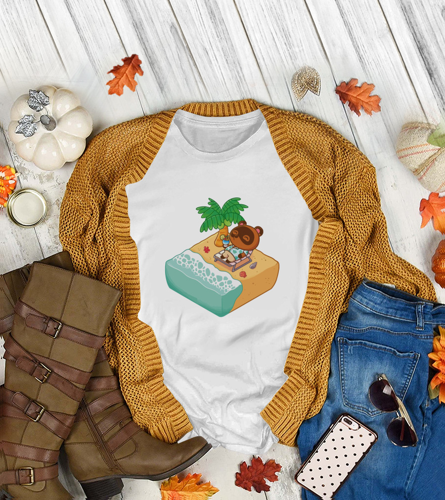 Tom Nook Beach Relaxation Paradise Island Scene T-Shirt