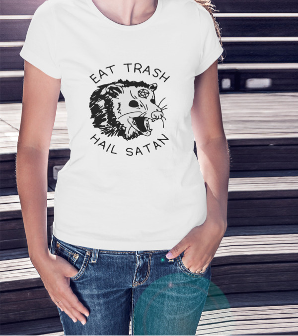 Eat Trash Hail Satan Opossum Pentagram T-Shirt